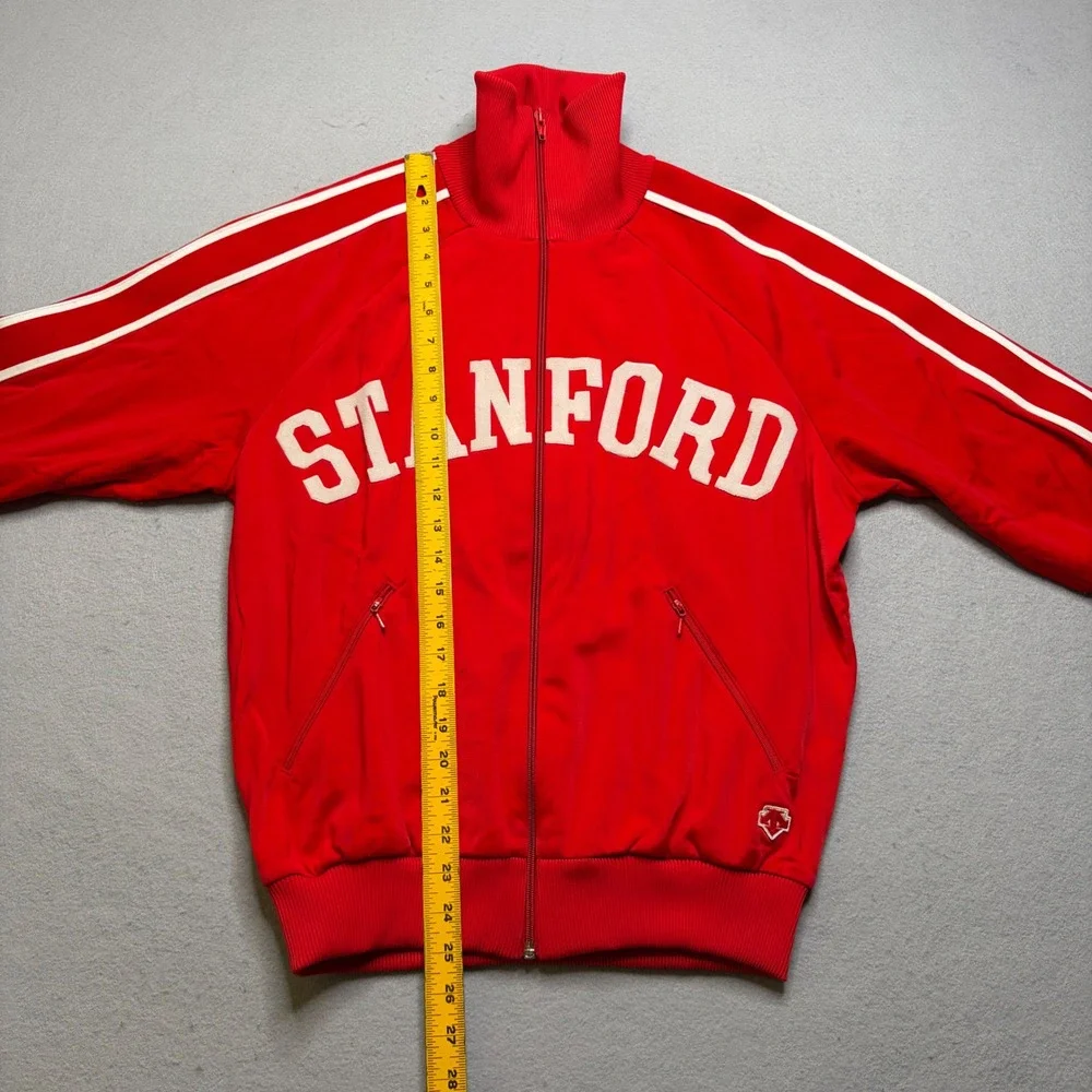 Descente Track Jacket Mens L Red Stanford Vintage 80s Full Zip Athletic EH47